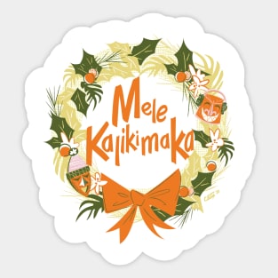 Mele Kalikimaka Wreath by Cathy Clark-Ramirez Sticker